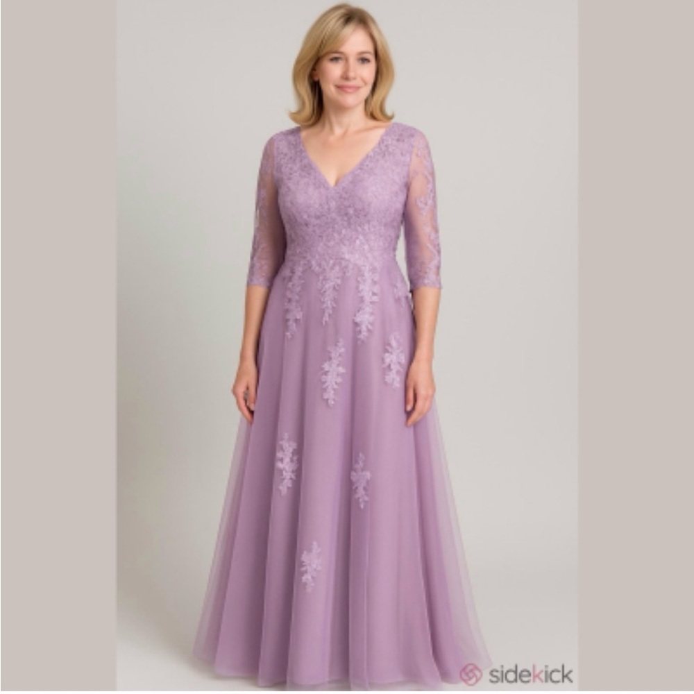 Lavender Satin with Tulle Overlay Full Length Corset Back Dress